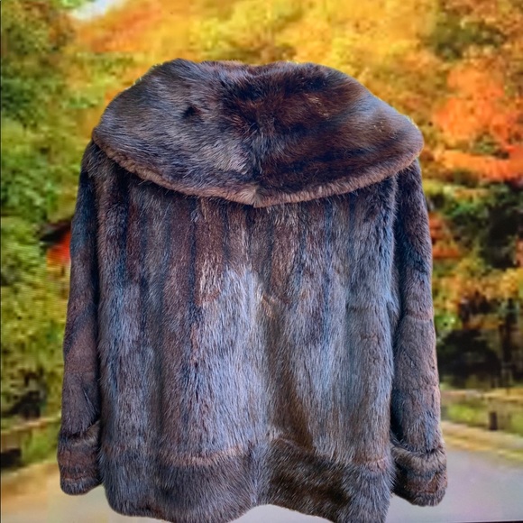 Muskrat Fur Bolero Huge Collar Vintage Coat Canada - Picture 2 of 10